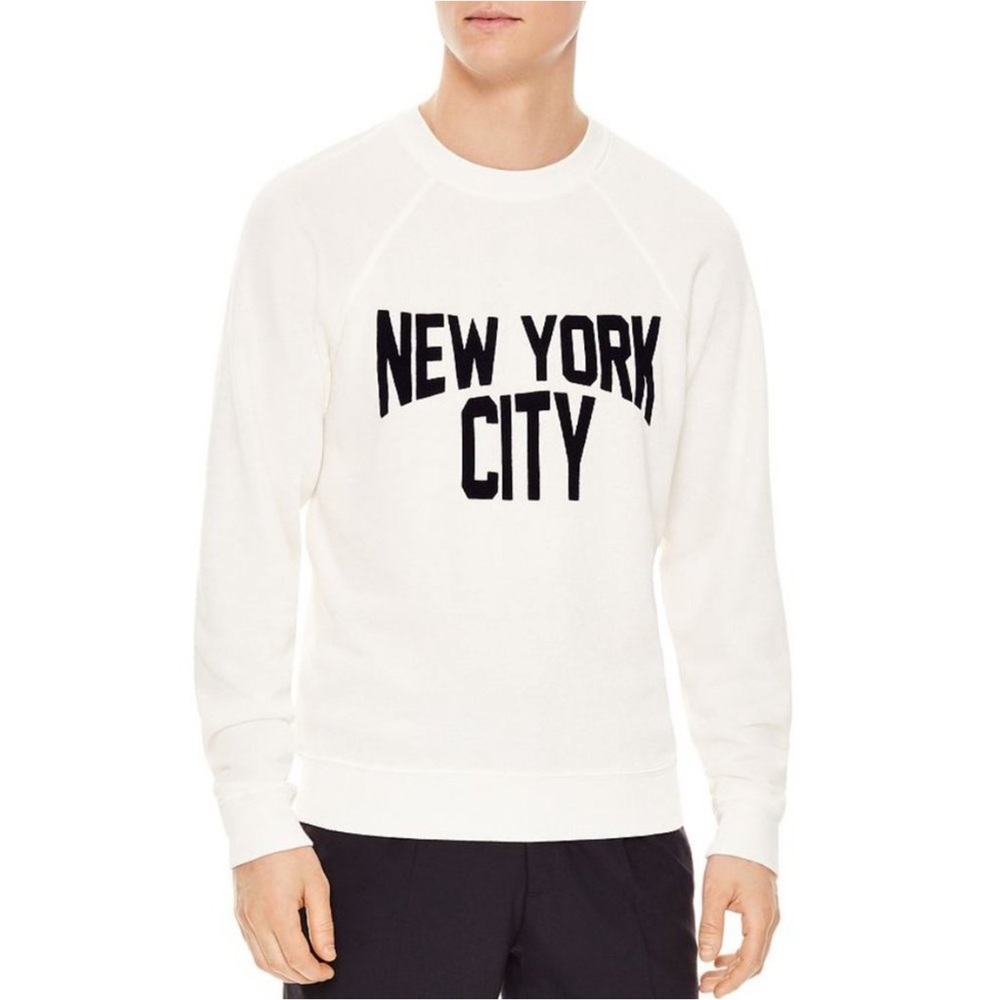 Sandro Paris White Black Graphic NEW YORK CITY Pullover Long Sleeve Sweater